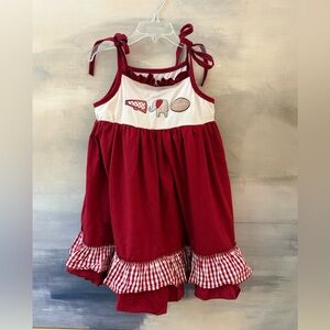 Girls Crimson Alabama Football Dress with Red and White Gingham Trim